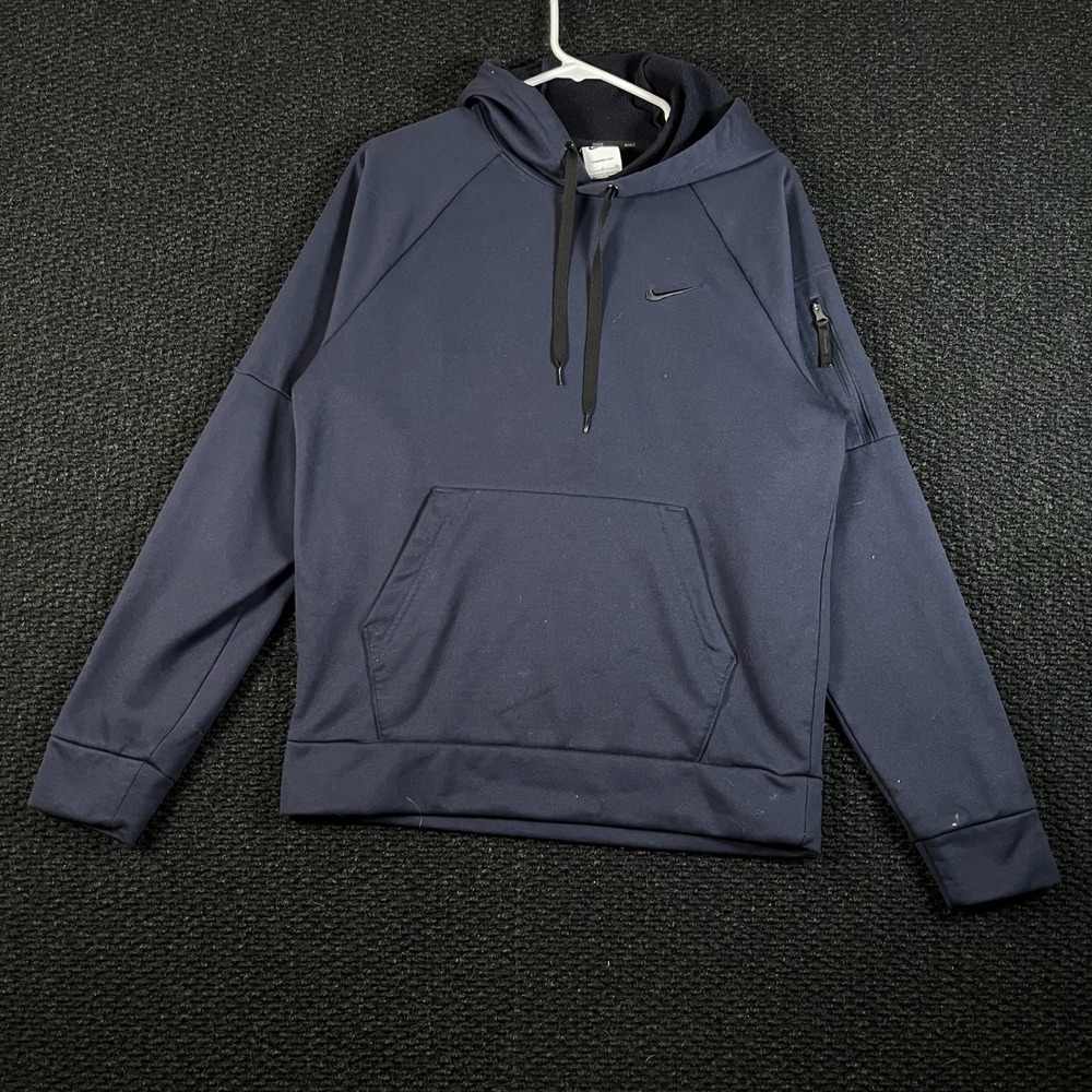 Nike Therma-Fit Navy Blue Drawstring Hoodie‎ Athletic Sweater Men's Size Small